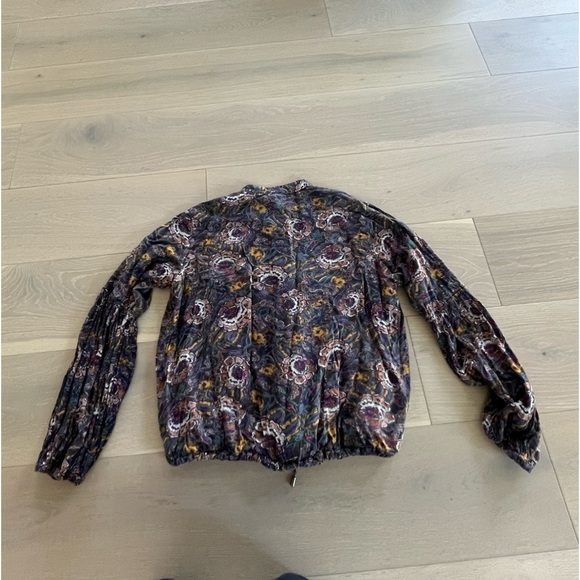 Free People floral light zip up jacket with Balloon sleeves size small S - Picture 10 of 10
